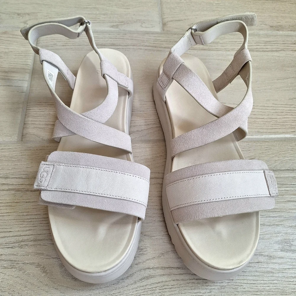 UGG Zayne Ankle Strap II women's Cream Adjustable Strap Platform Sandals Size 11